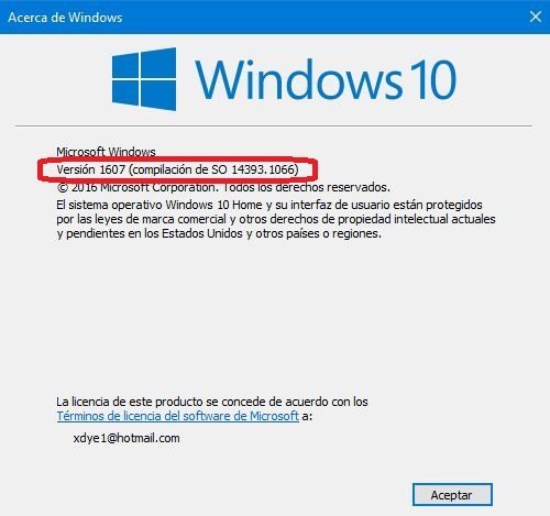 windows 10 versión
