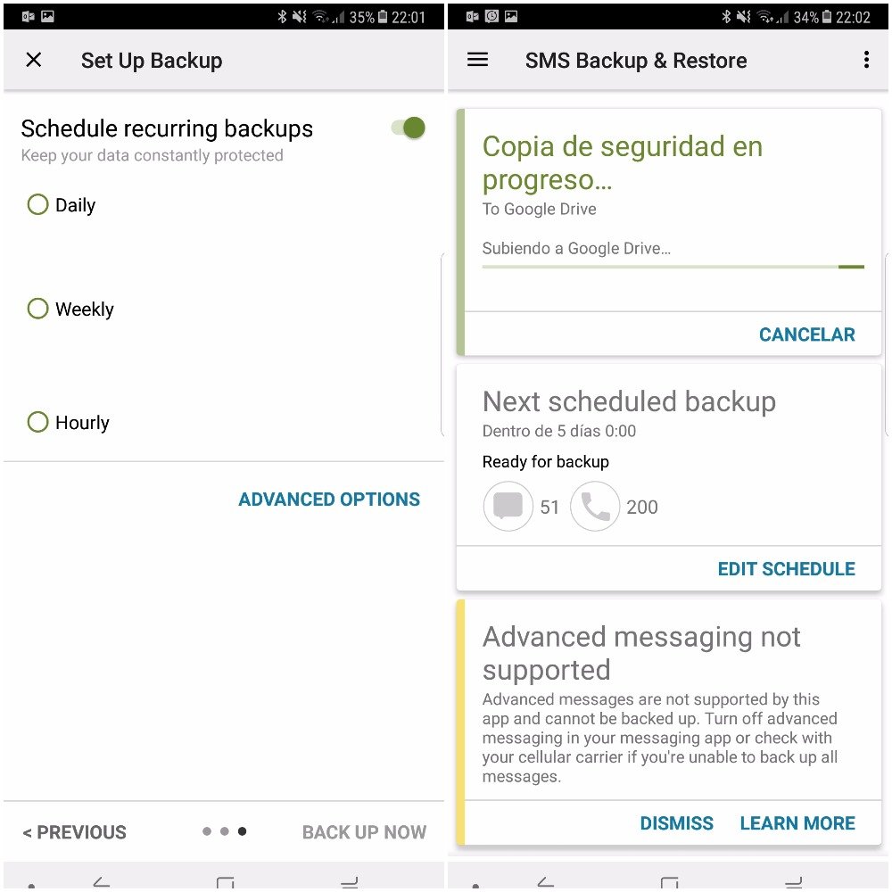 SMS Backup & Restore copia de seguridad