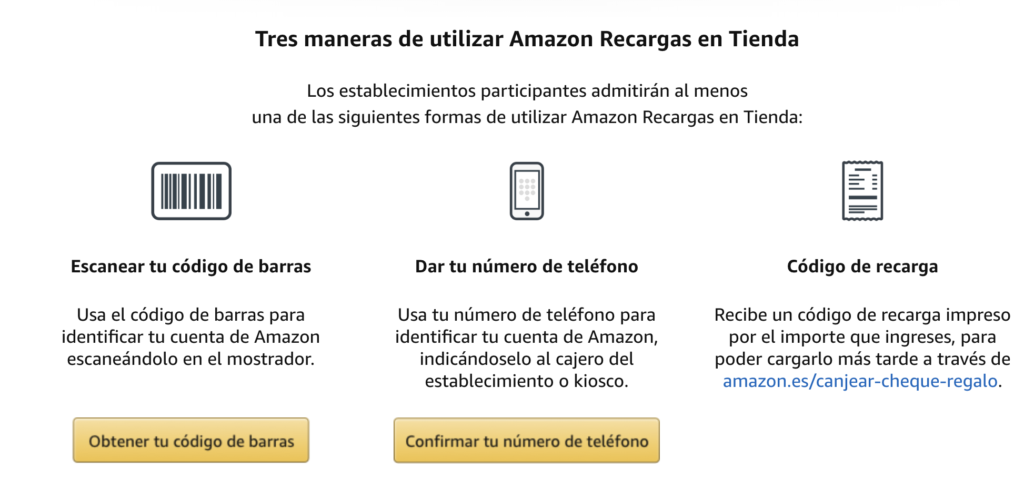 Amazon recargas en tienda